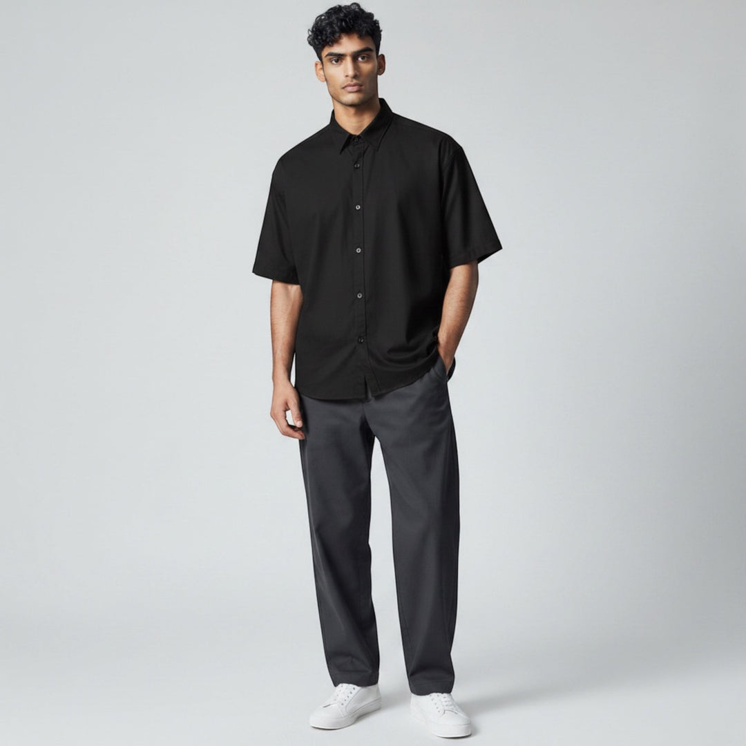Stylish men's business casual short sleeve shirt with tailored fit, great for office & everyday.
