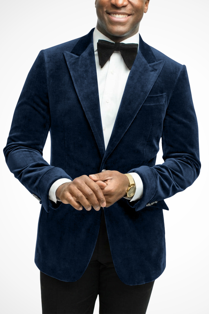 Fuchsia men's tailored peak lapel blazer, eye-catching special occasion wear.