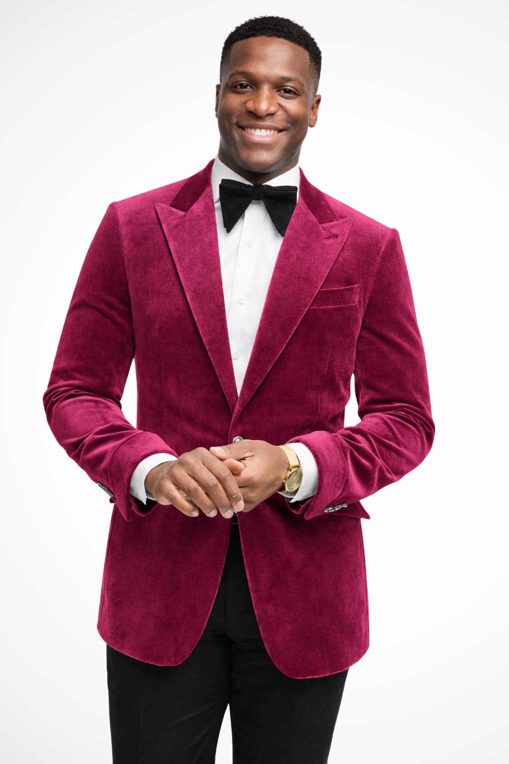 Men's tailored navy peak lapel blazer, perfect formal wear for events.