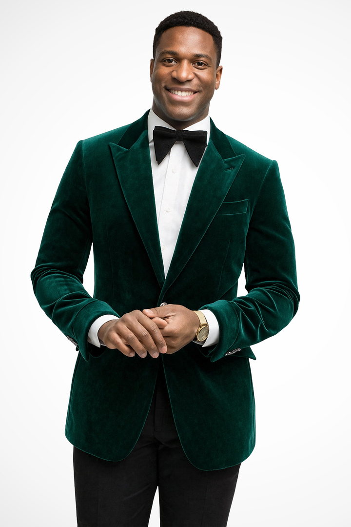 White men's peak lapel blazer, elegant choice for special occasions.