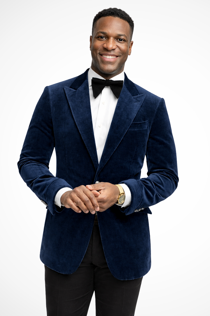 Blush pink tailored formal peak lapel blazer for men, elegant wedding guest attire.
