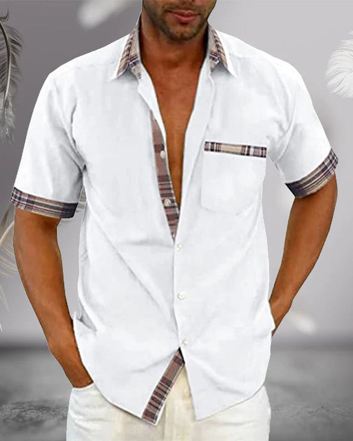 Men's tailored short sleeve casual shirt, ideal for summer & spring everyday wear.