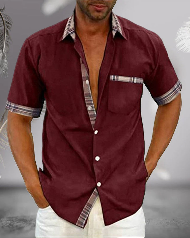 Men's tailored short sleeve button-up shirt, a versatile spring & summer casual essential.