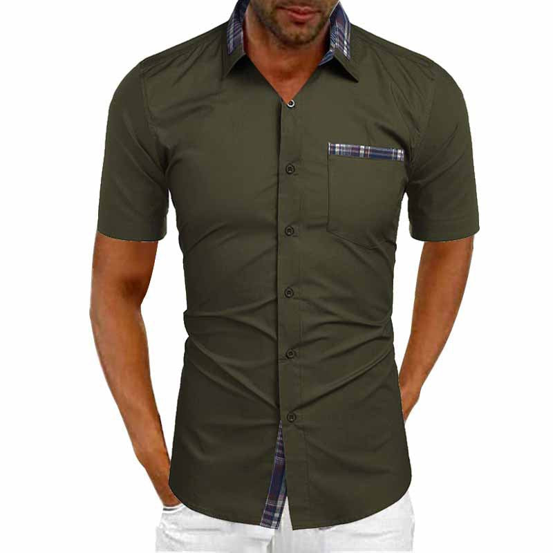 Men's fashion slim fit tailored short sleeve shirt, a stylish and comfortable casual button-up.