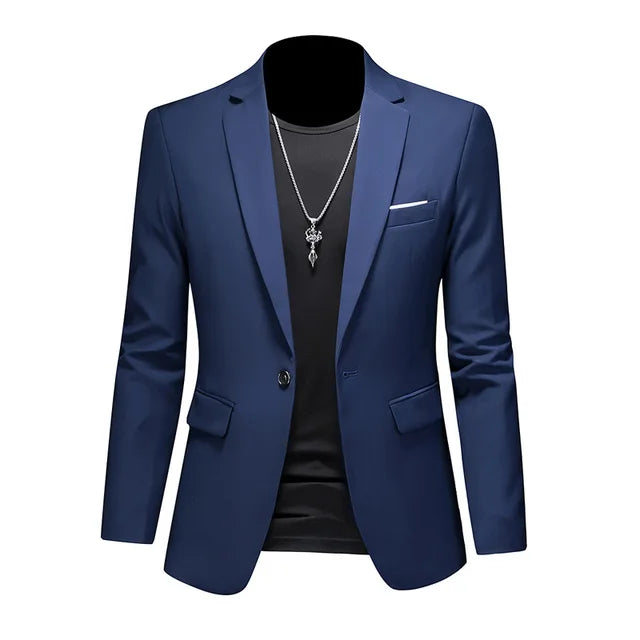 Elegant men's blazer. Single-breasted tailored jacket for sharp business attire & sophisticated men's style.