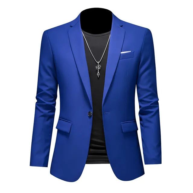 Versatile men's single-breasted blazer, a smart casual staple. Tailored fit for modern men's fashion.
