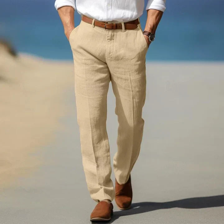 Versatile men's slim fit tailored trousers, ideal for modern casual and everyday wear.