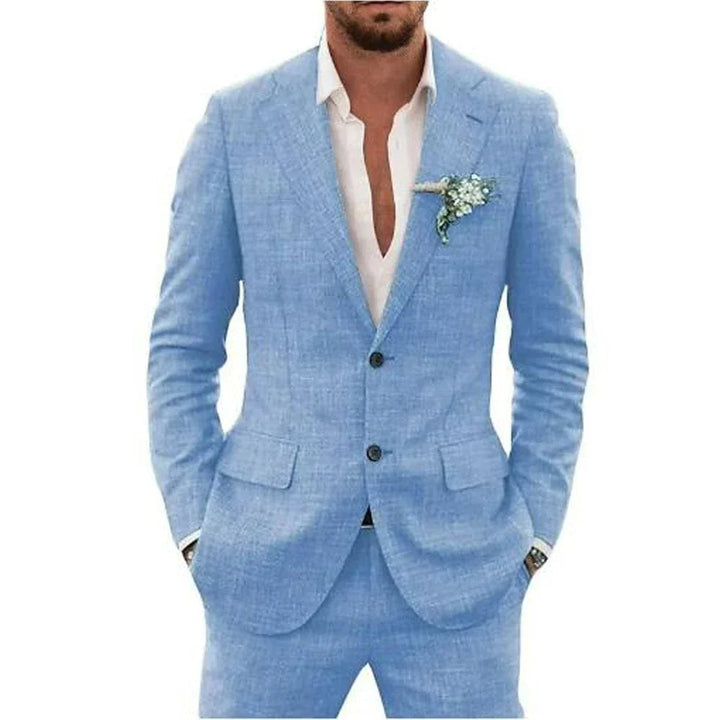 Modern slim-fit men's suit. Elegant tailored formalwear, perfect for business, weddings & stylish events.