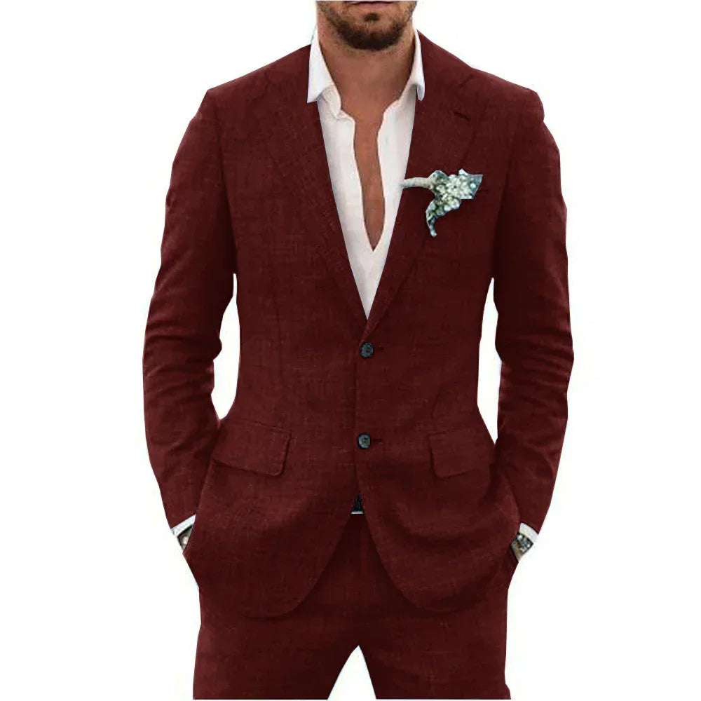 Stylish men's tailored suit. Versatile for formal events, business meetings & elevated smart-casual looks.