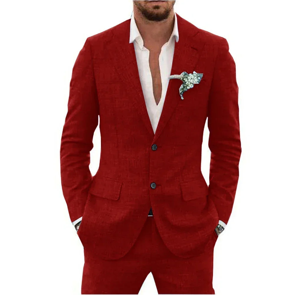 Elegant men's tailored suit. Sophisticated formalwear for business, weddings & events. Modern slim-fit.