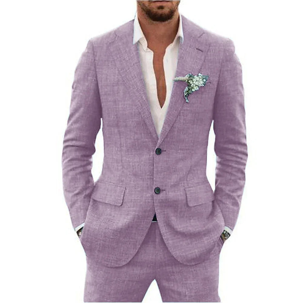 Men's tailored business & wedding suit. Slim-fit formalwear, versatile for sophisticated events.