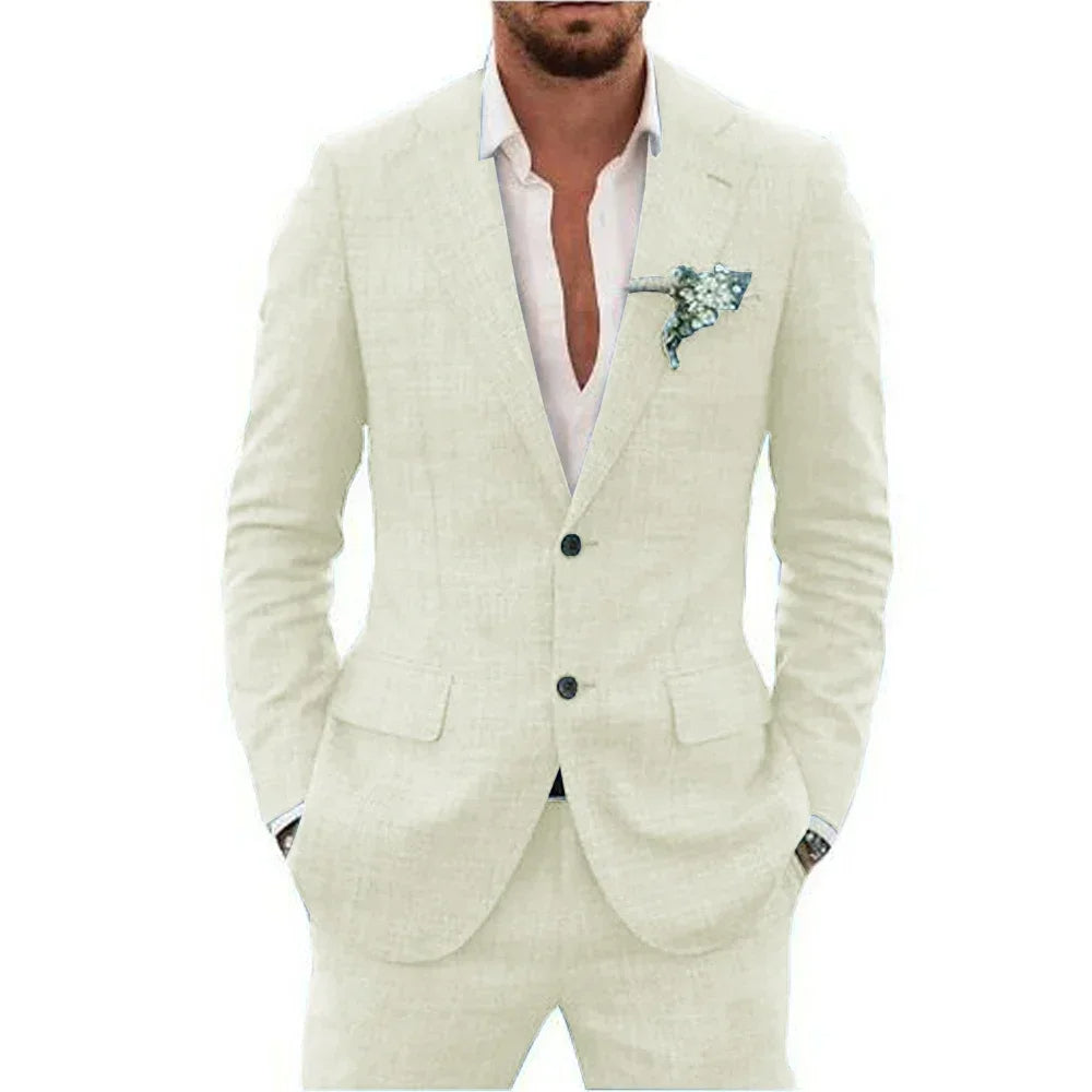 Versatile men's formalwear suit, tailored for business, weddings, and elegant evening events.