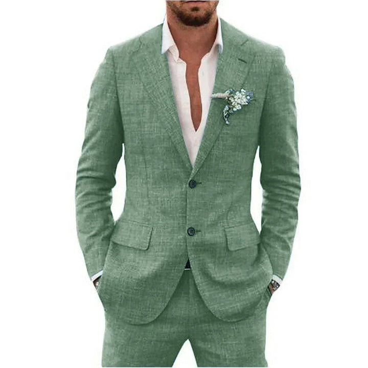 Classic men's tailored suit, slim-fit design for a sharp, sophisticated look at any event or business function.