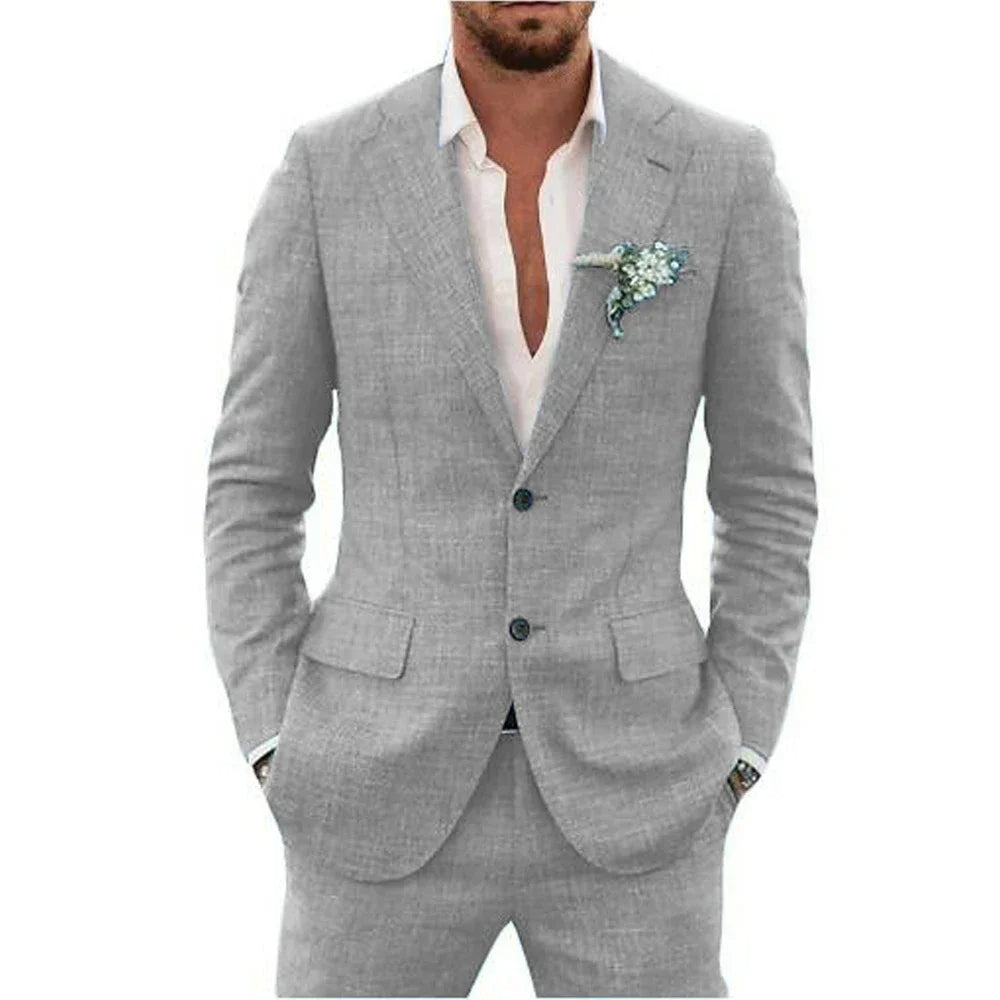 Professional men's tailored business suit. Slim-fit formalwear for corporate meetings & elegant work events.