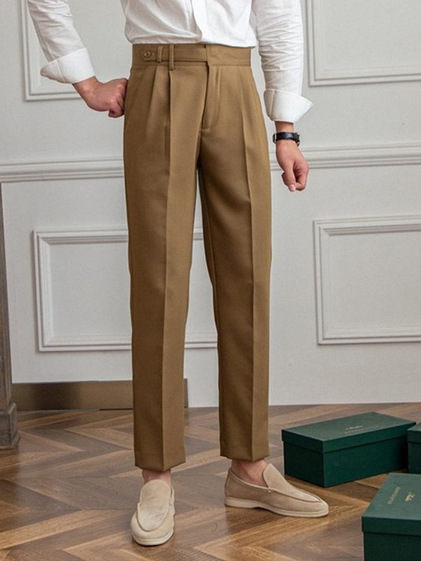 Versatile men's tailored trousers in a classic cut, great for business, casual, and formal events.