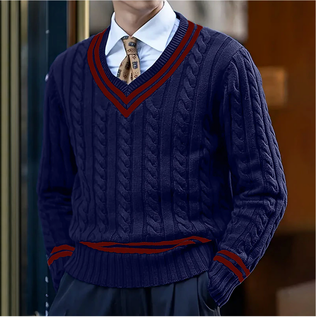 Effortless menswear style: A versatile men's cable knit pullover sweater for everyday wear.