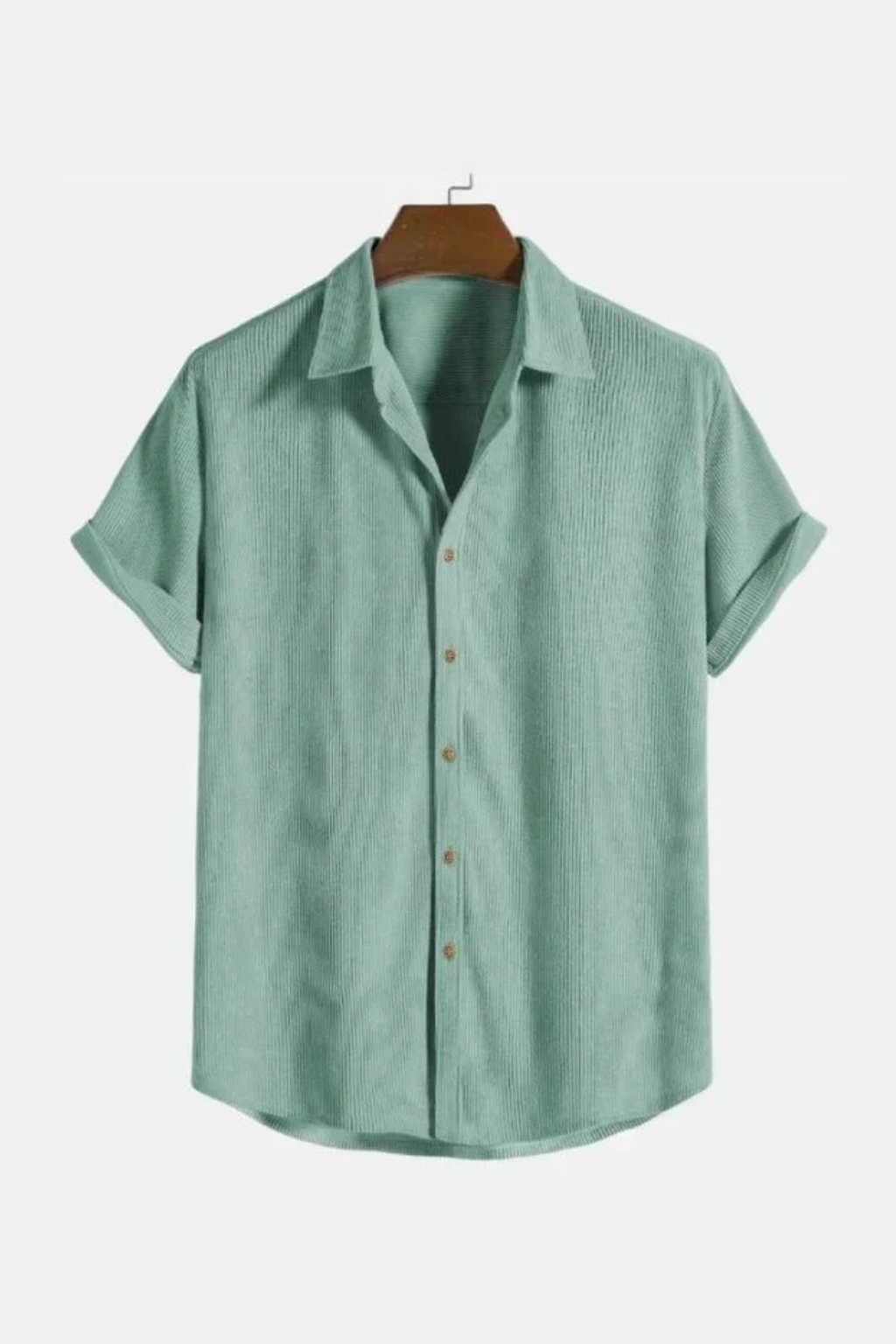 Men's casual short sleeve camp collar shirt, textured for summer. Relaxed fit button-down top for men.