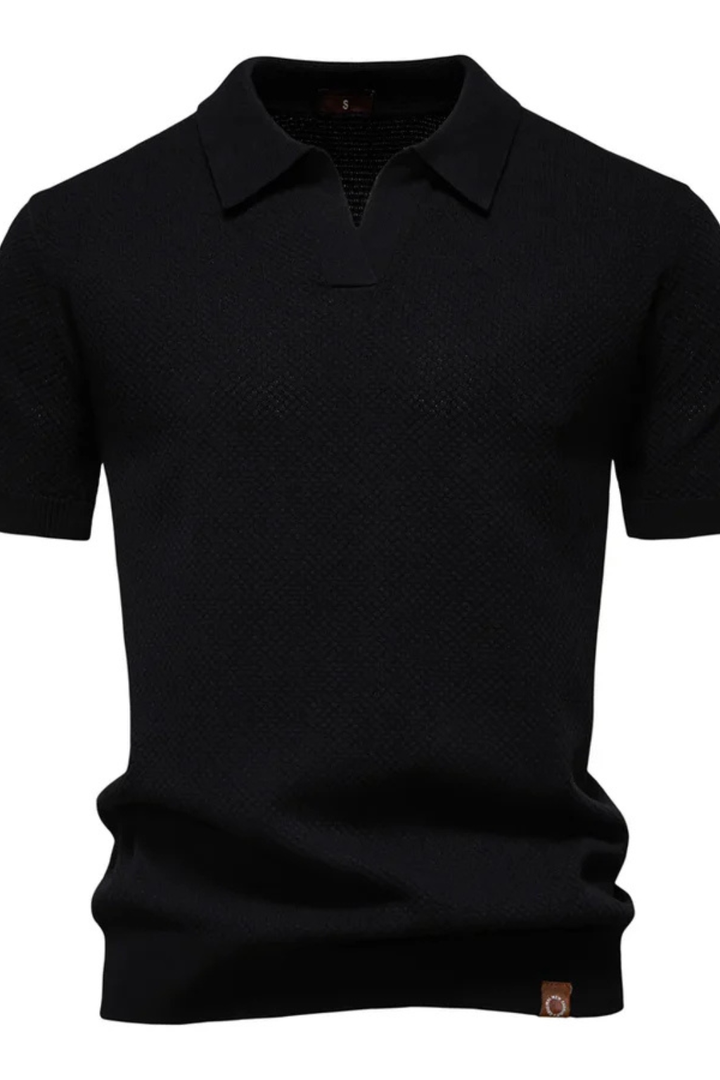 Men's short sleeve knit polo in a classic fit