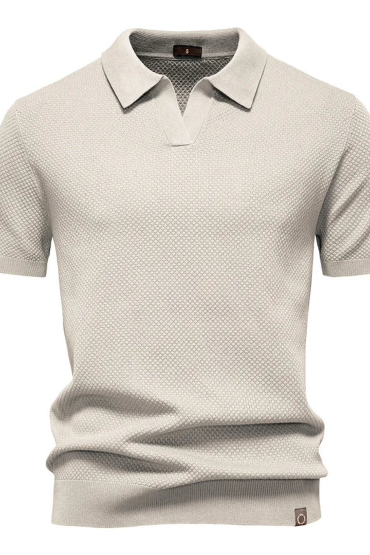 Men's athletic short sleeve polo, textured for comfort