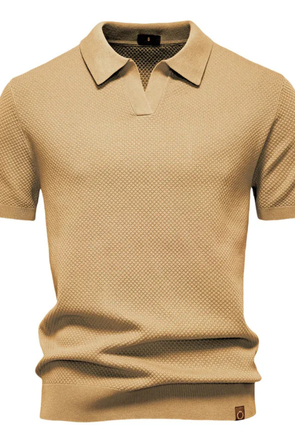 Men's short sleeve polo with ribbed details
