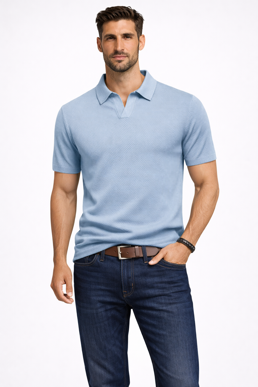 Men's smart casual polo, textured for a refined look