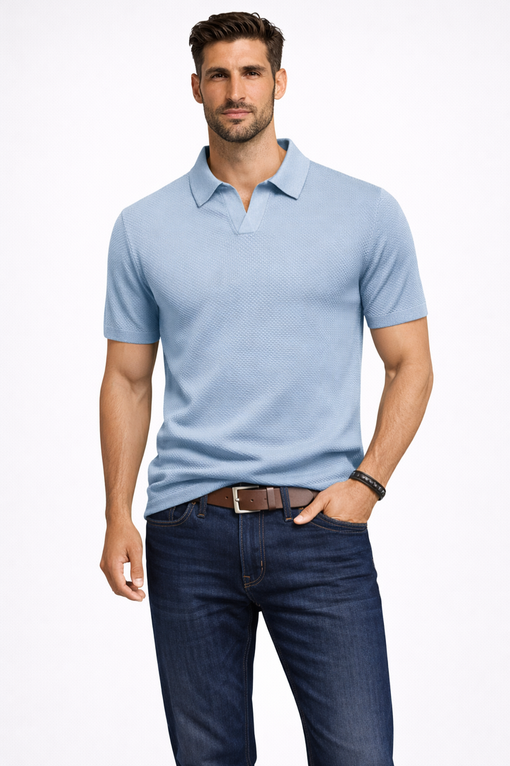 Men's smart casual polo, textured for a refined look
