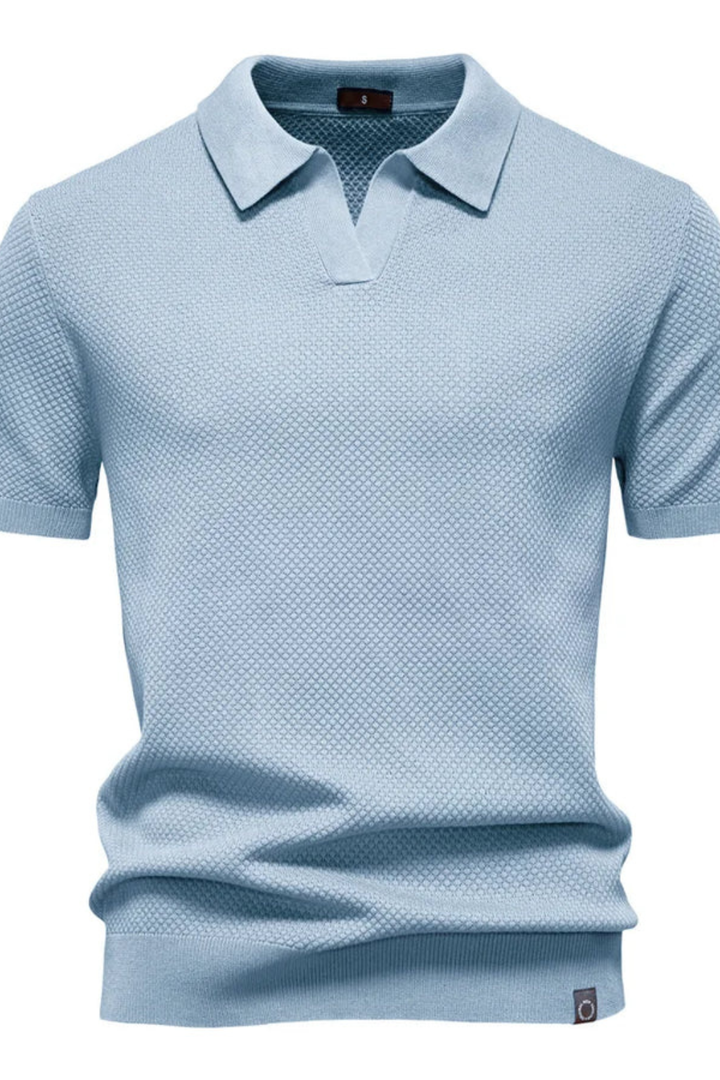 Men's essential knit polo, short sleeves for summer