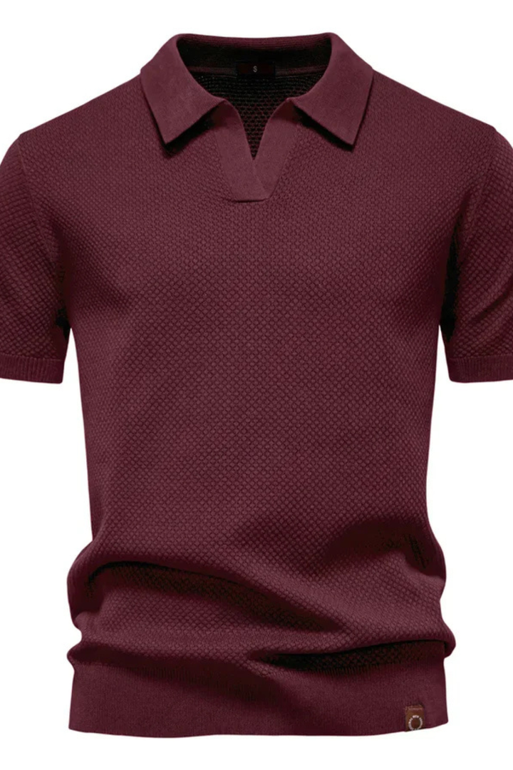 Men's golf polo shirt, textured knit for flexibility
