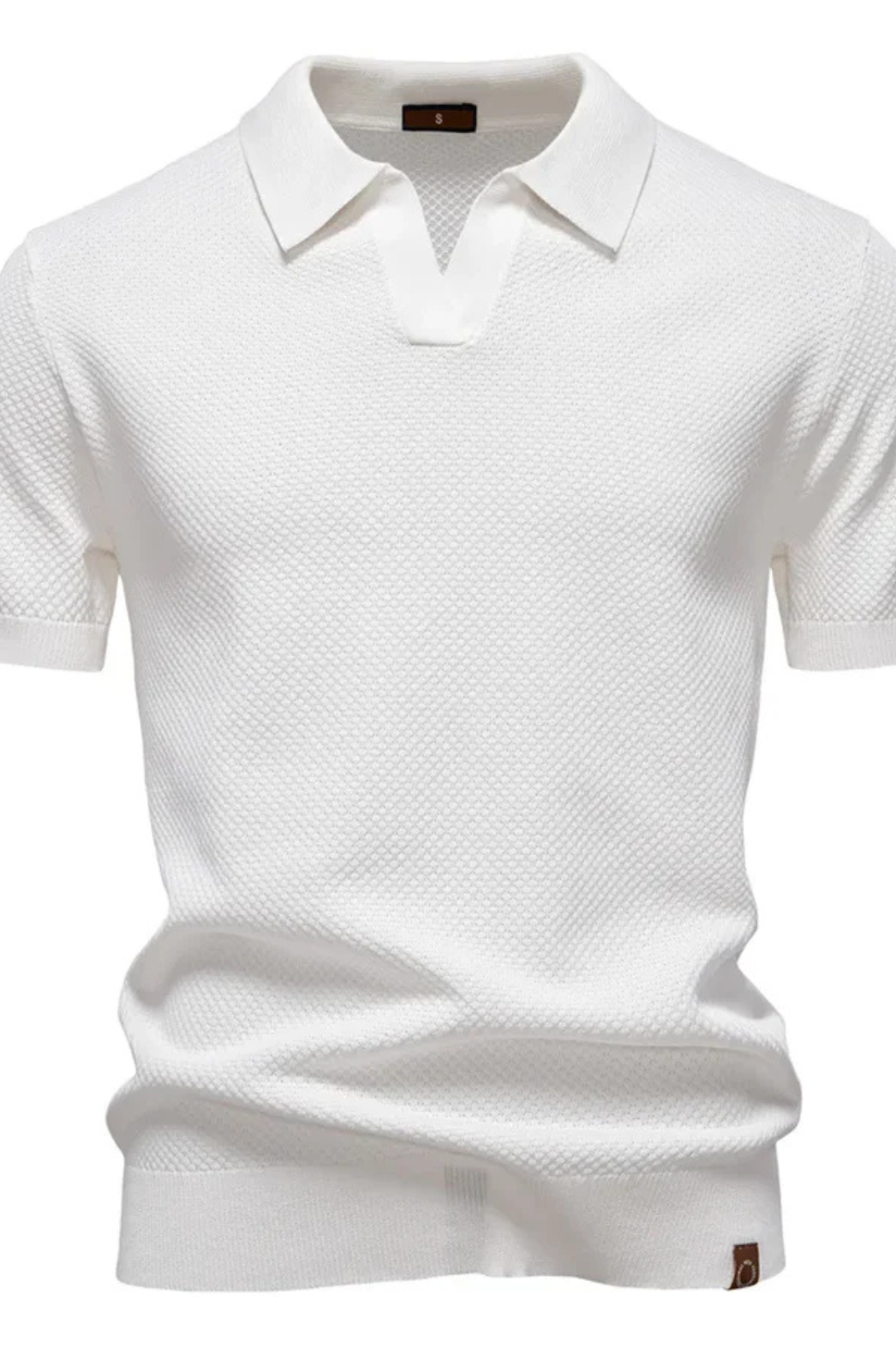 Ribbed cuffs detail on men's short sleeve textured polo