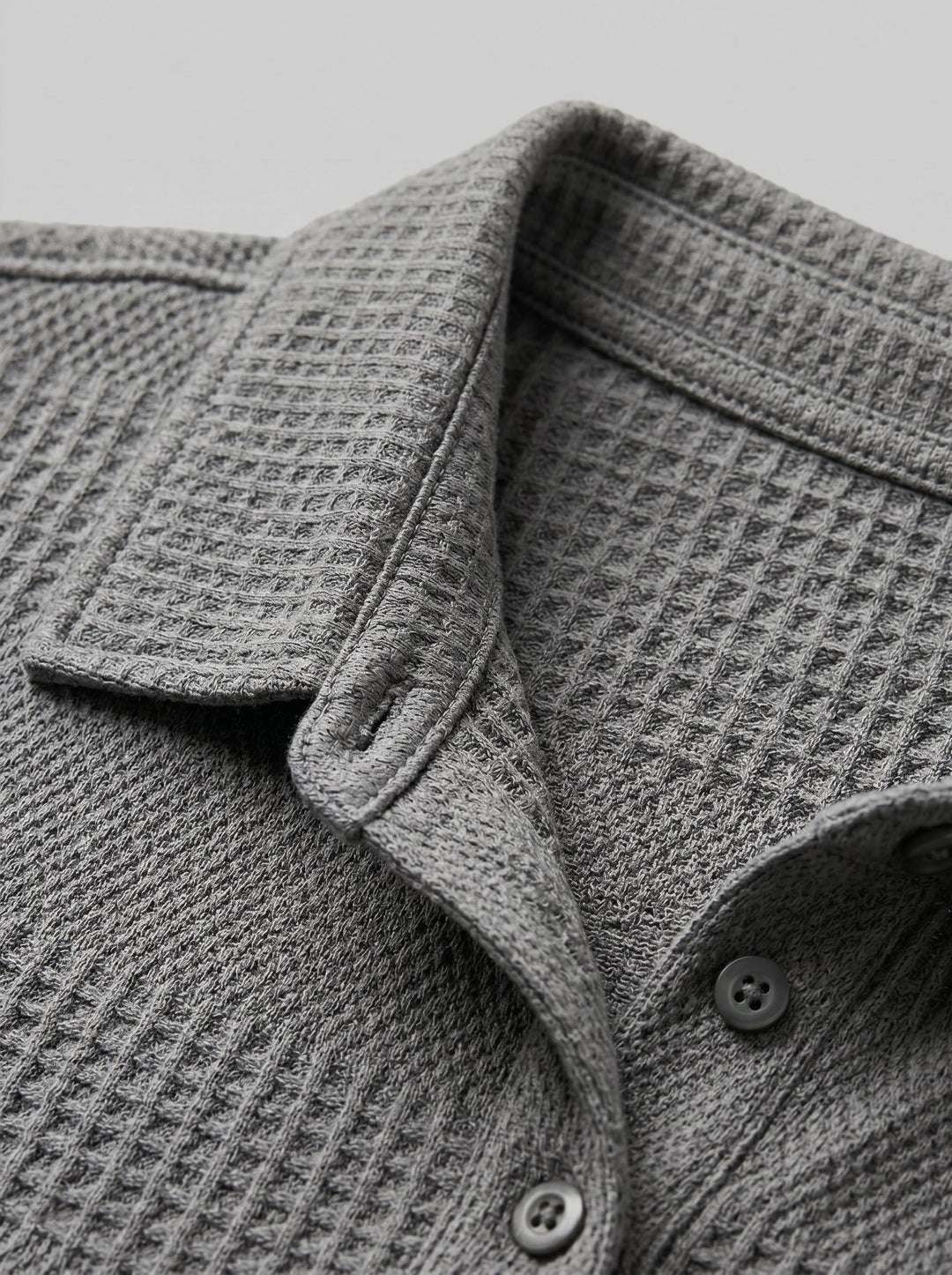 Men's relaxed fit textured polo shirt & shorts set in a neutral tone for summer.