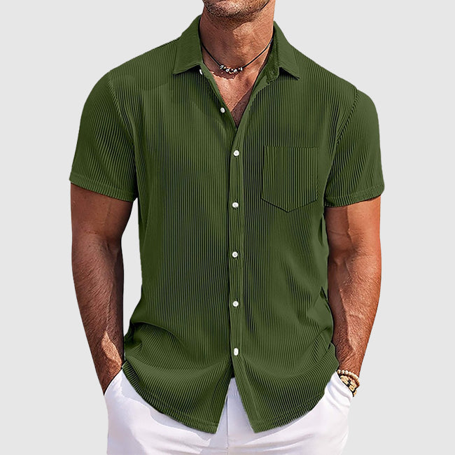 Lightweight men's short sleeve shirt with a classic button-front design.