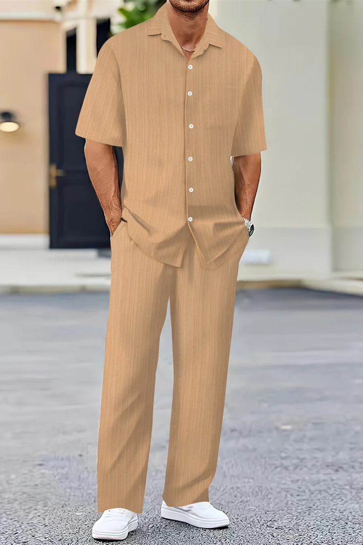 Relaxed fit men's straight leg trousers, ideal for summer sets