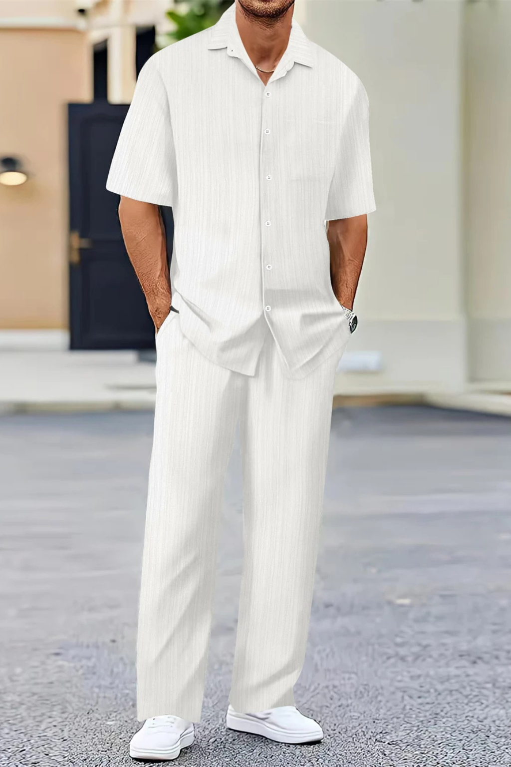 Men's straight leg trousers from summer set, comfortable casual wear