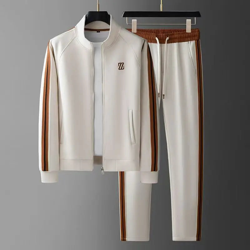 Stylish streetwear tracksuit for men, including a convenient full zip jacket and joggers.