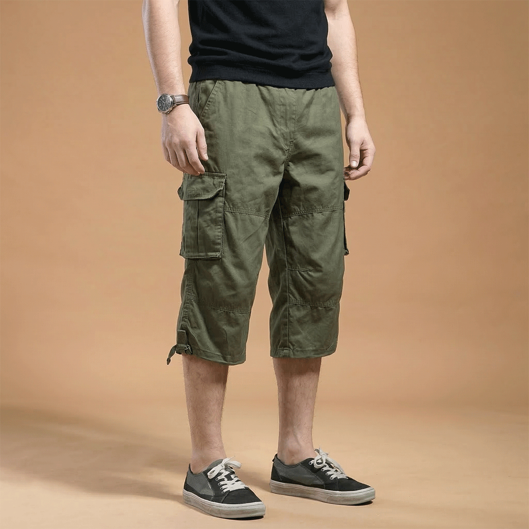 Casual wear three quarter pants for men, offering a relaxed and comfortable fit.