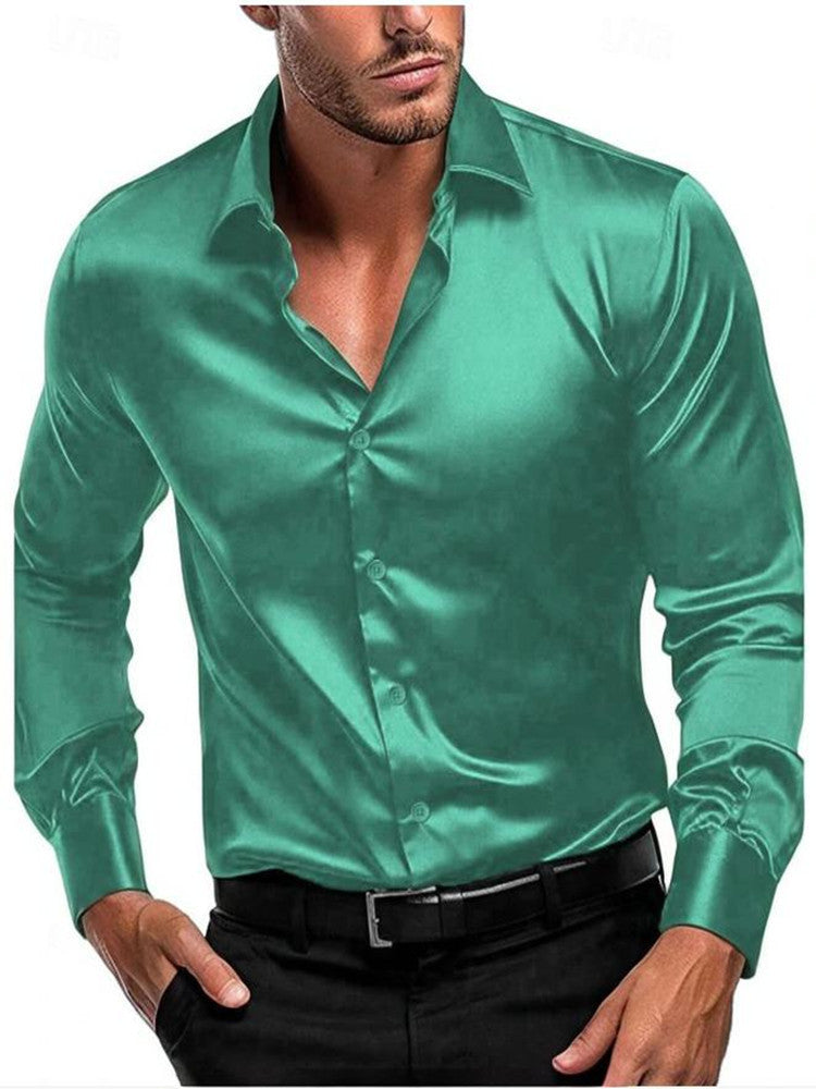 Side view of a men's versatile button-down shirt, highlighting its clean lines.