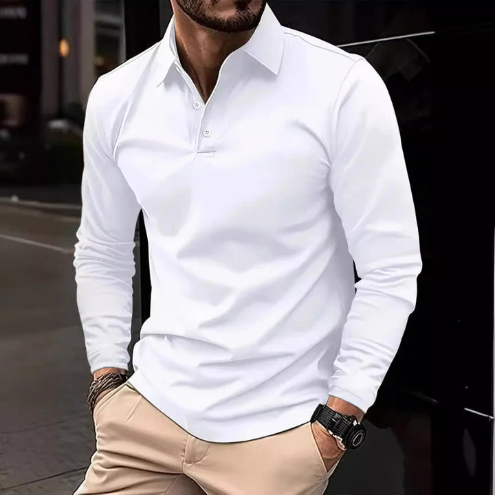 Men's timeless classic button-up long-sleeve shirt, versatile for casual, formal, office, or everyday wear.