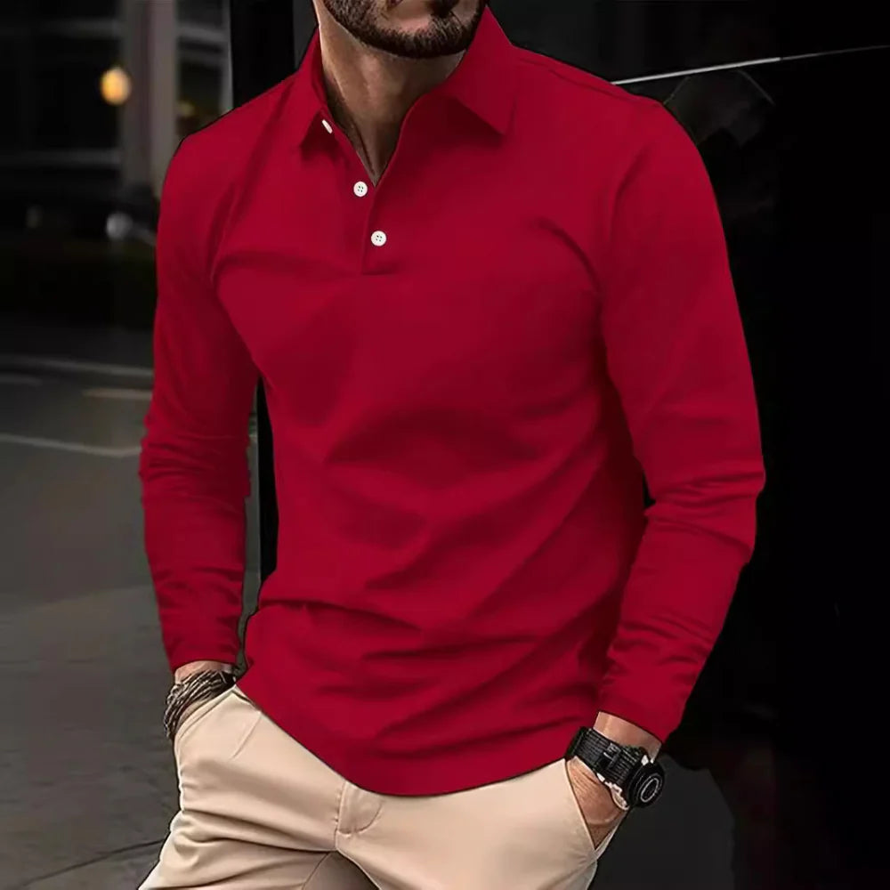 Stylish men's long-sleeve button-up shirt, perfect for formal events, casual looks, or office wear.