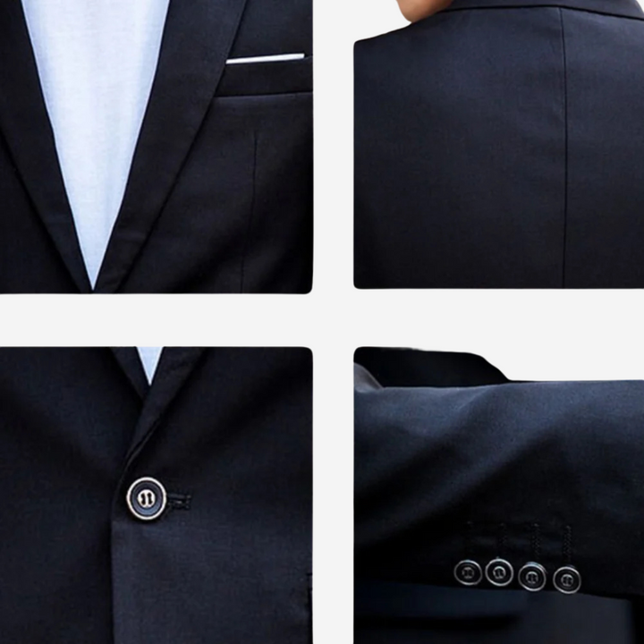 Men's timeless navy 3-piece slim fit suit for formal and business wear.