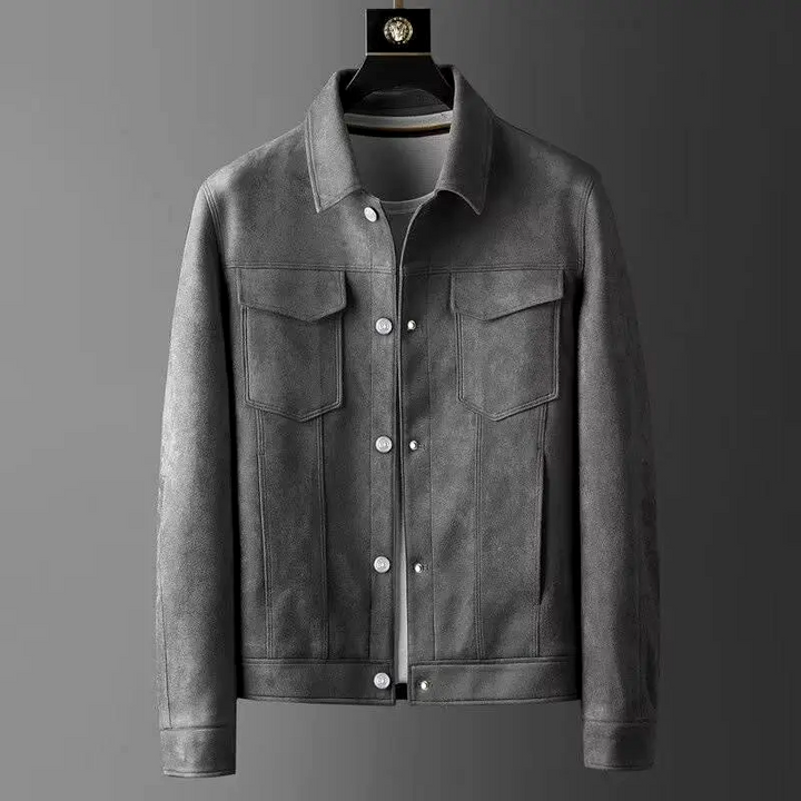 Fashionable men's jacket for street style. Timeless, versatile outerwear for casual and modern looks.