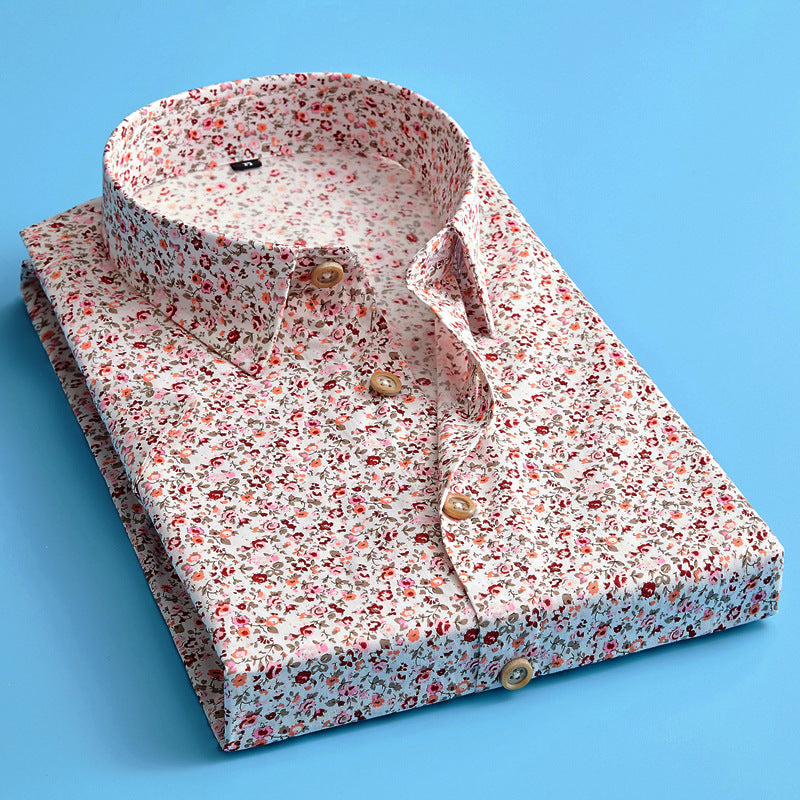 Men's trendy floral short sleeve summer shirt with vibrant print