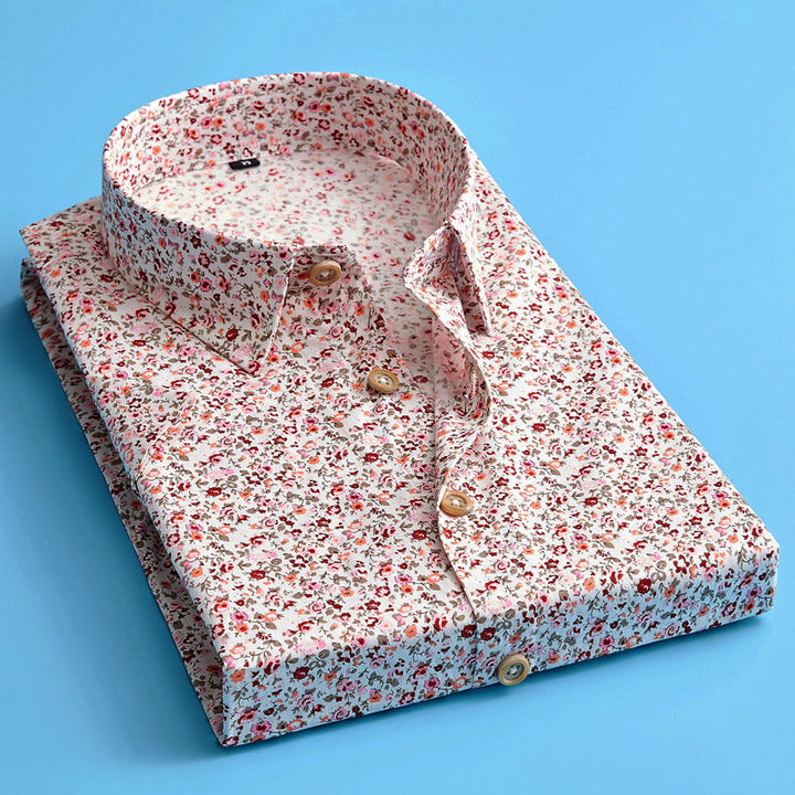 Men's trendy floral short sleeve summer shirt with vibrant print