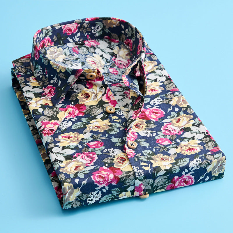 Casual wear men's lightweight summer shirt featuring a bold floral design