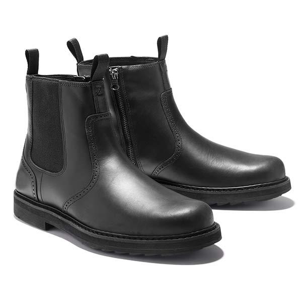 Stylish men's black Chelsea boots, trendy slip-on design for versatile casual and formal fashion footwear.
