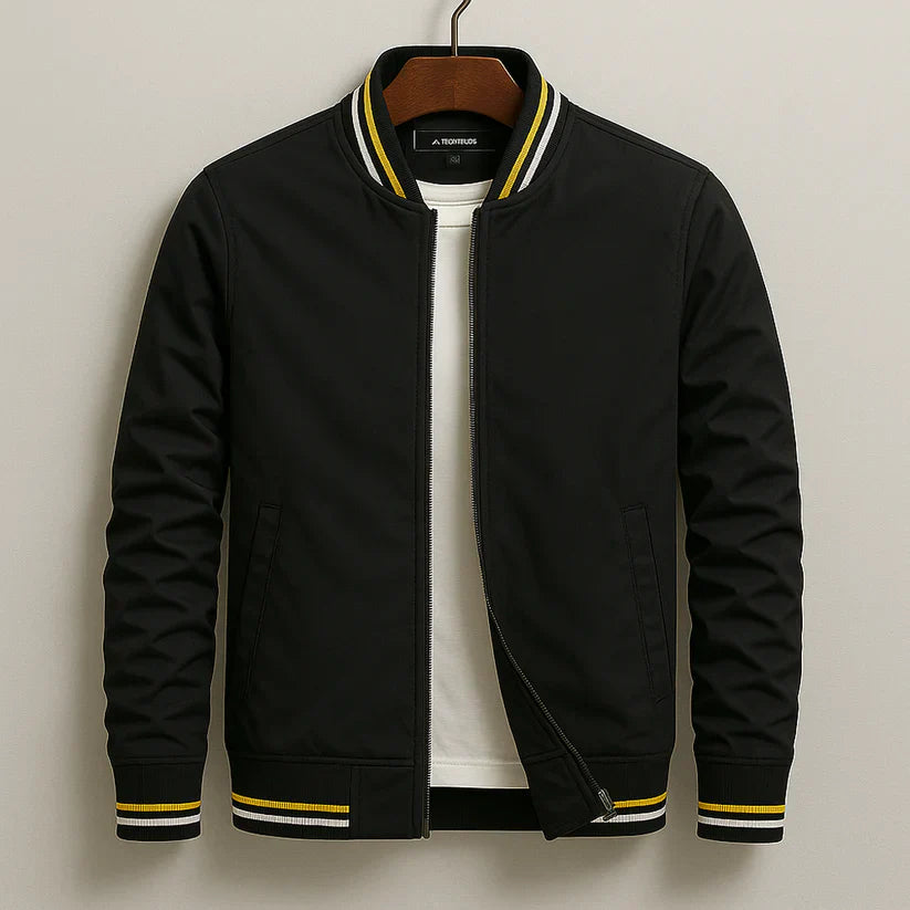 Versatile men's bomber jacket, windproof and trendy, perfect casual outerwear for cool spring & fall.