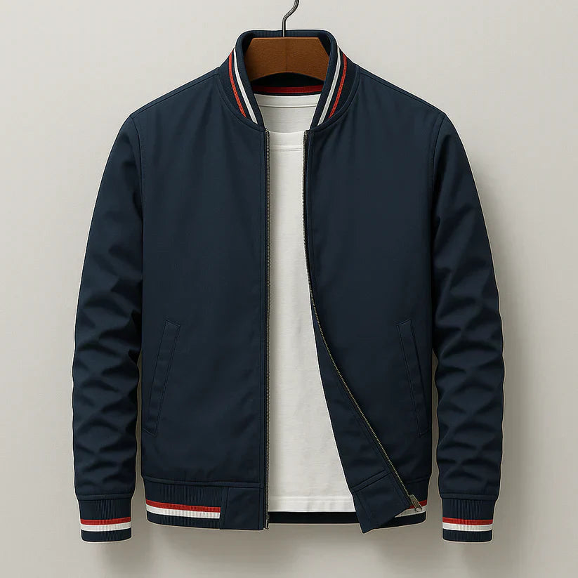 Comfortable & trendy men's windproof bomber jacket, featuring stylish ribbed cuffs for daily use.