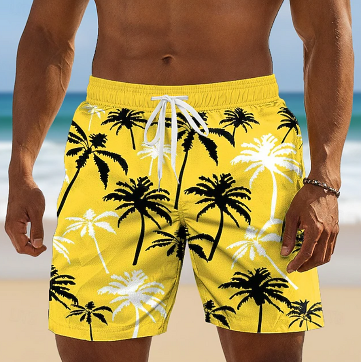 Men's tropical drawstring shorts, perfect for summer beach & resort wear. Lightweight & comfortable.