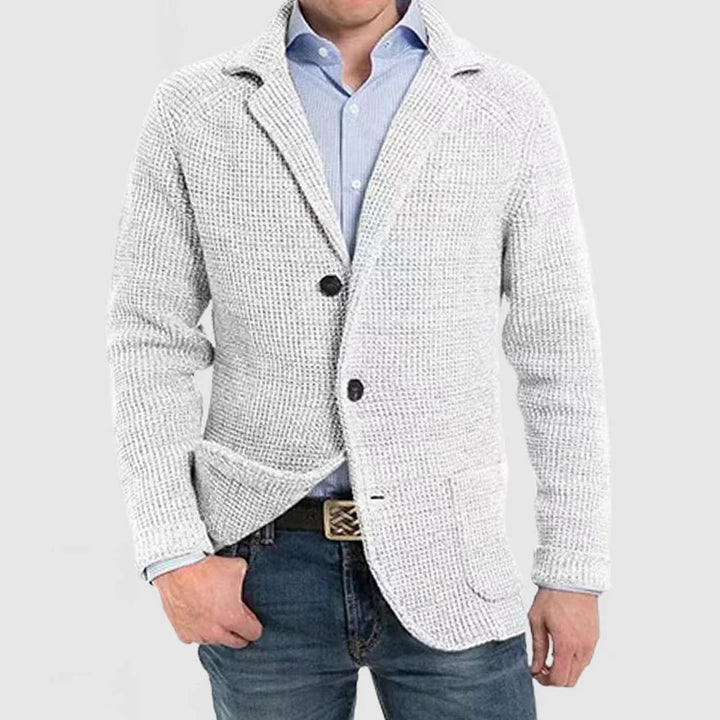 Men's two-button blazer in smart style, perfect for casual comfort & versatile fashion.