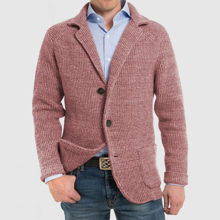 Versatile men's two-button blazer, a fashionable tailored jacket for smart casual menswear.