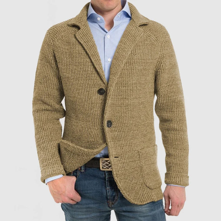 Smart men's two-button blazer, designed for all-day comfort and stylish casual wear.